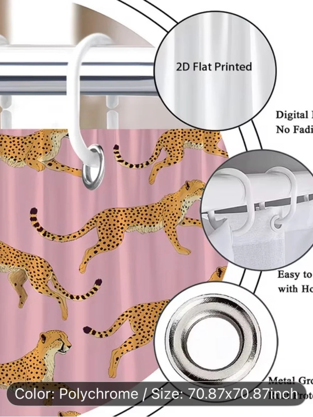 Pink Leopard Cheetah Print Shower Curtain